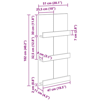 Magazinregal Sonoma-Eiche 51 x 11 x 102 cm Holzwerkstoff