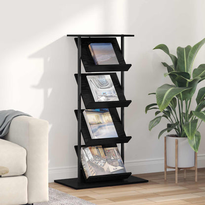 Magazinregal mit Regal Schwarz Eichen-Optik 68 x 40 x 123.5 cm