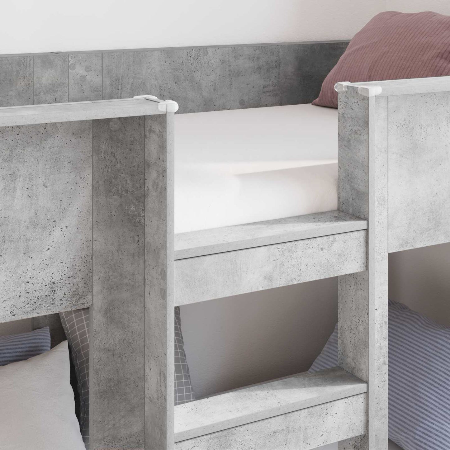 vidaXL Etagenbett für Kinder Beton Grau 90 x 190 cm Holzwerkstoff