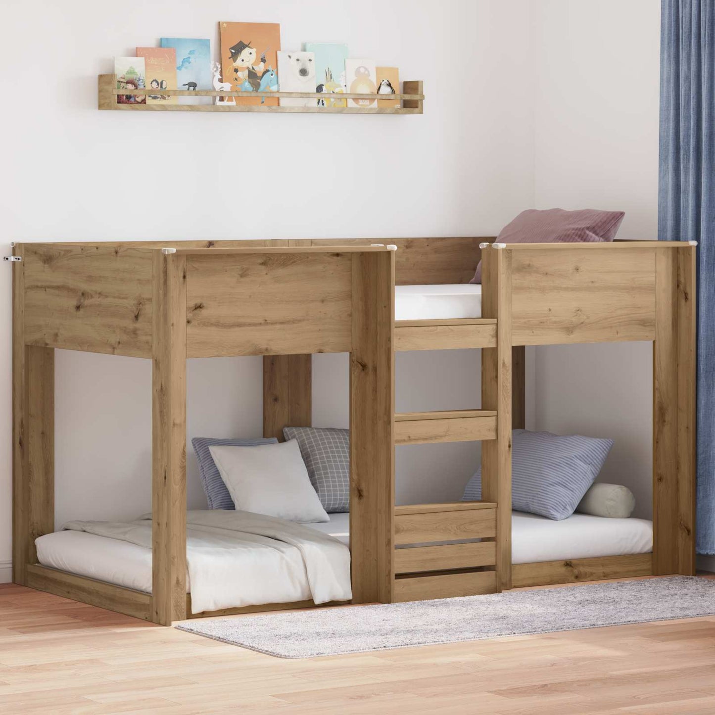vidaXL Etagenbett für Kinder Artisan-Eiche 90 x 190 cm Holzwerkstoff