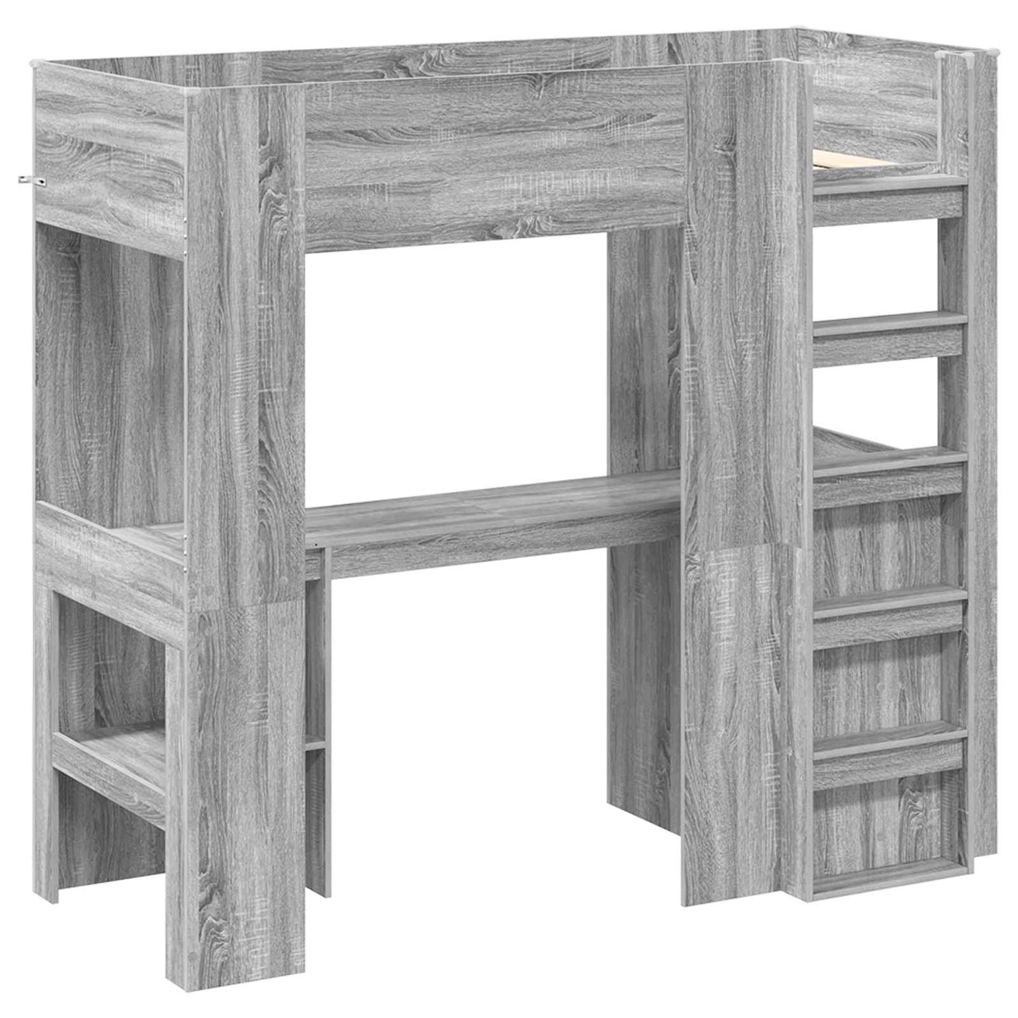 Etagenbettgestell mit Schreibtisch Graues Sonoma 75 x 190 cm