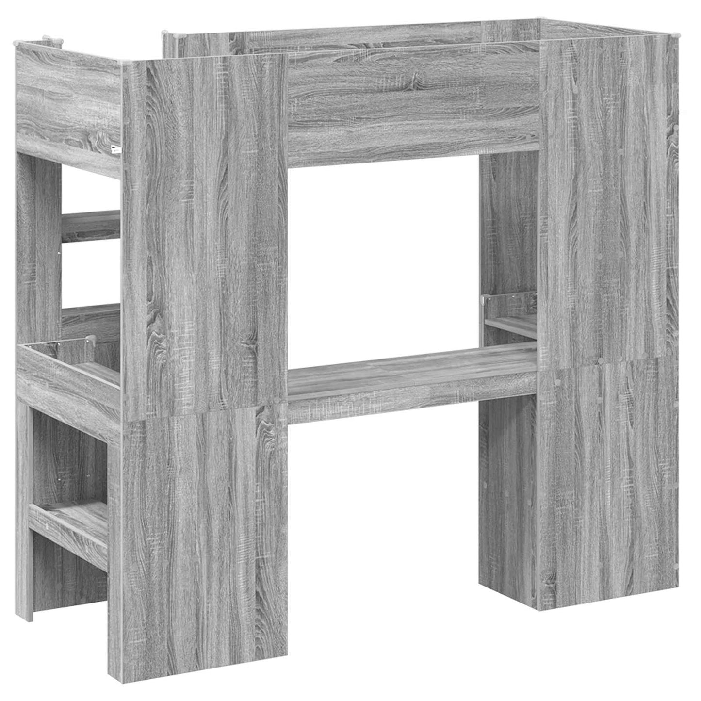 Etagenbettgestell mit Schreibtisch Graues Sonoma 75 x 190 cm