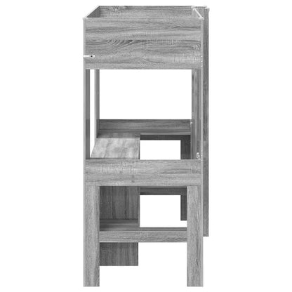 Etagenbettgestell mit Schreibtisch Graues Sonoma 75 x 190 cm