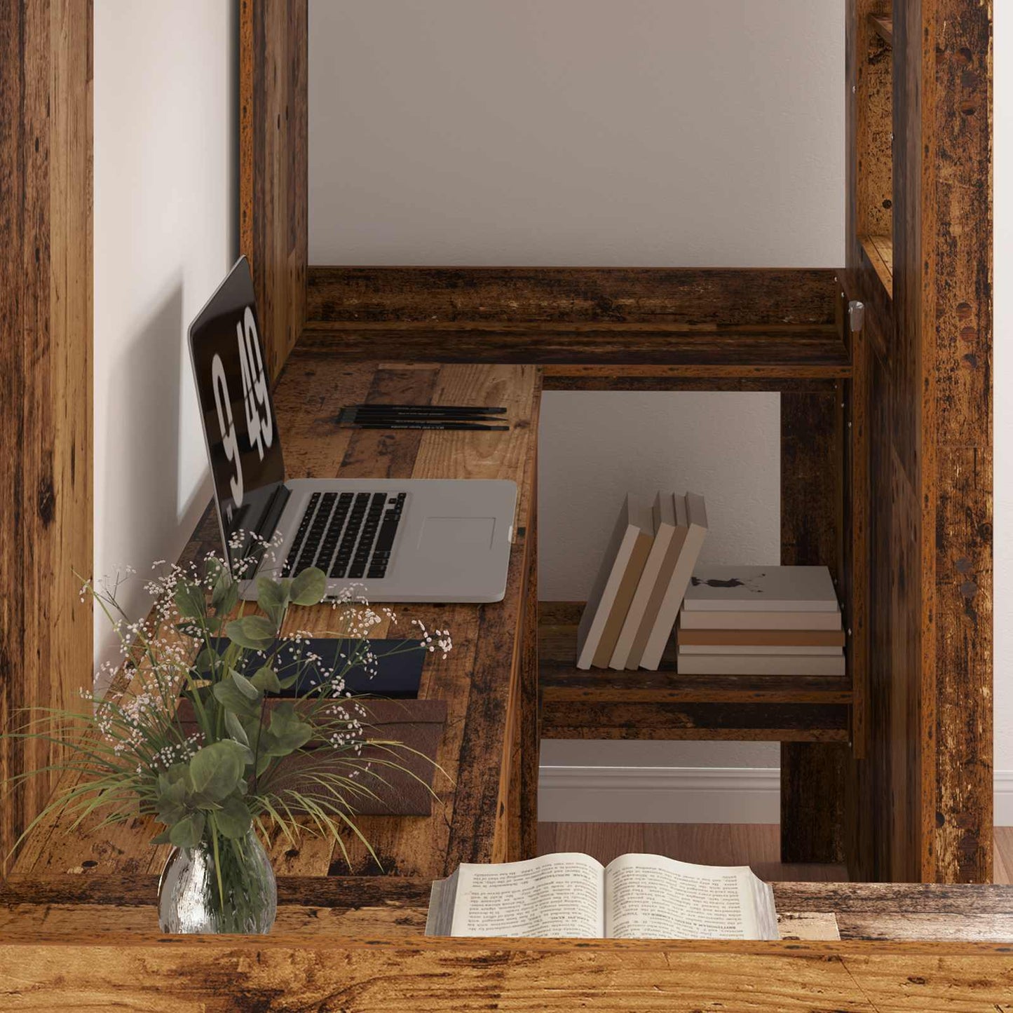 Etagenbettgestell mit Schreibtisch Altholz 75 x 190 cm