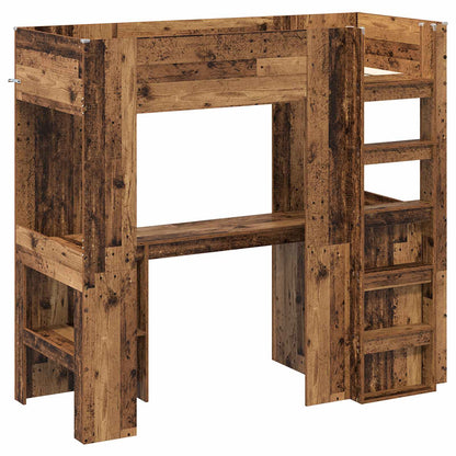 Etagenbettgestell mit Schreibtisch Altholz 75 x 190 cm