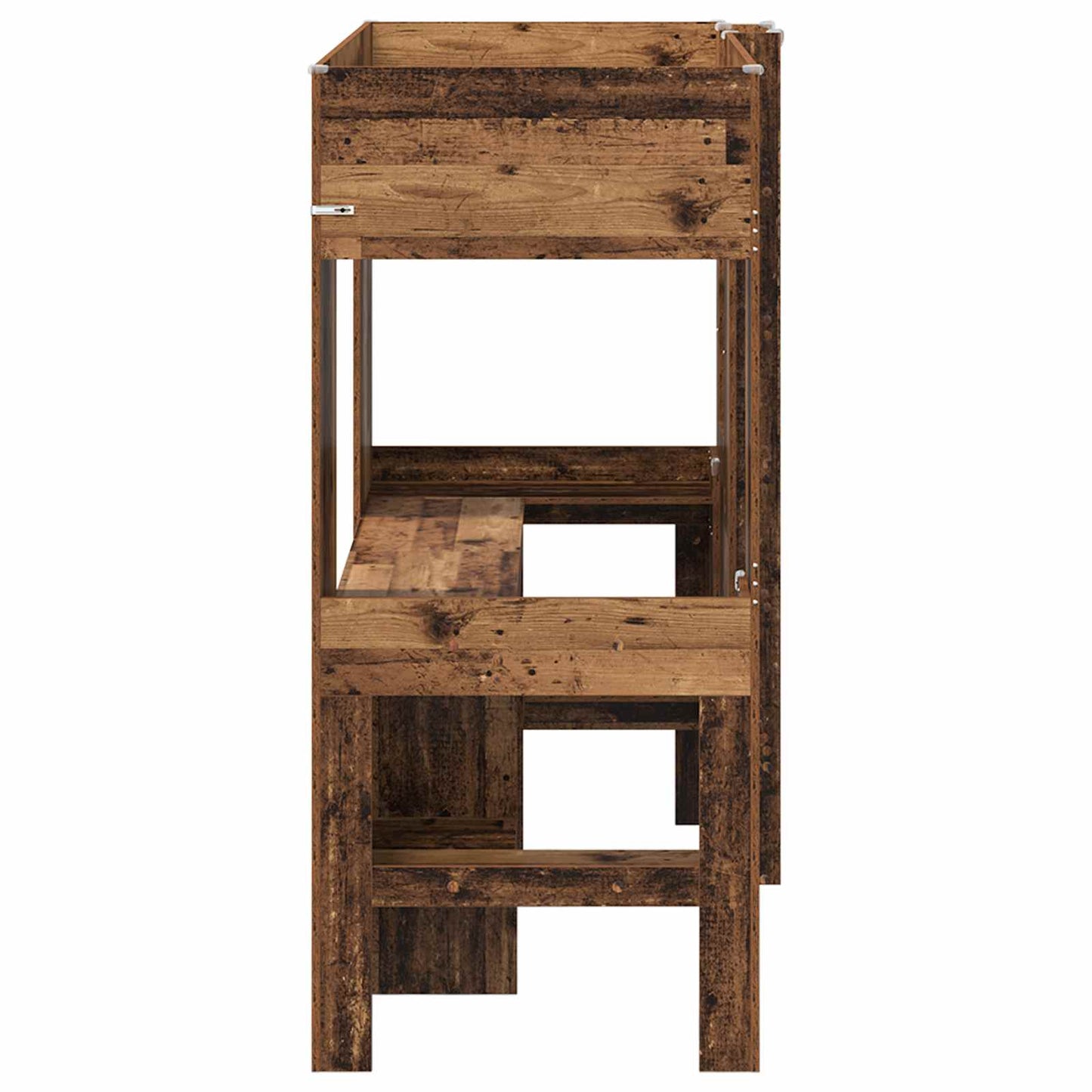Etagenbettgestell mit Schreibtisch Altholz 75 x 190 cm