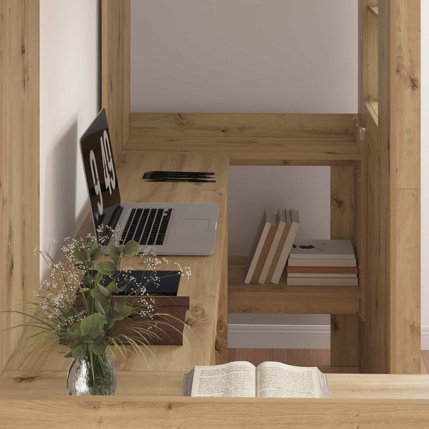 vidaXL Etagenbettgestell mit Schreibtisch Artisan-Eiche 75 x 190 cm