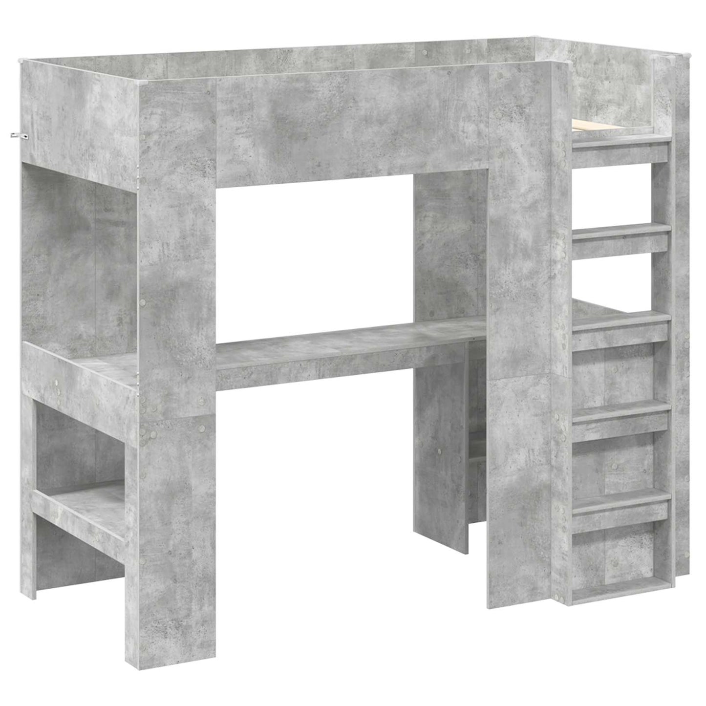 vidaXL Etagenbettgestell mit Schreibtisch Beton Grau 90 x 190 cm