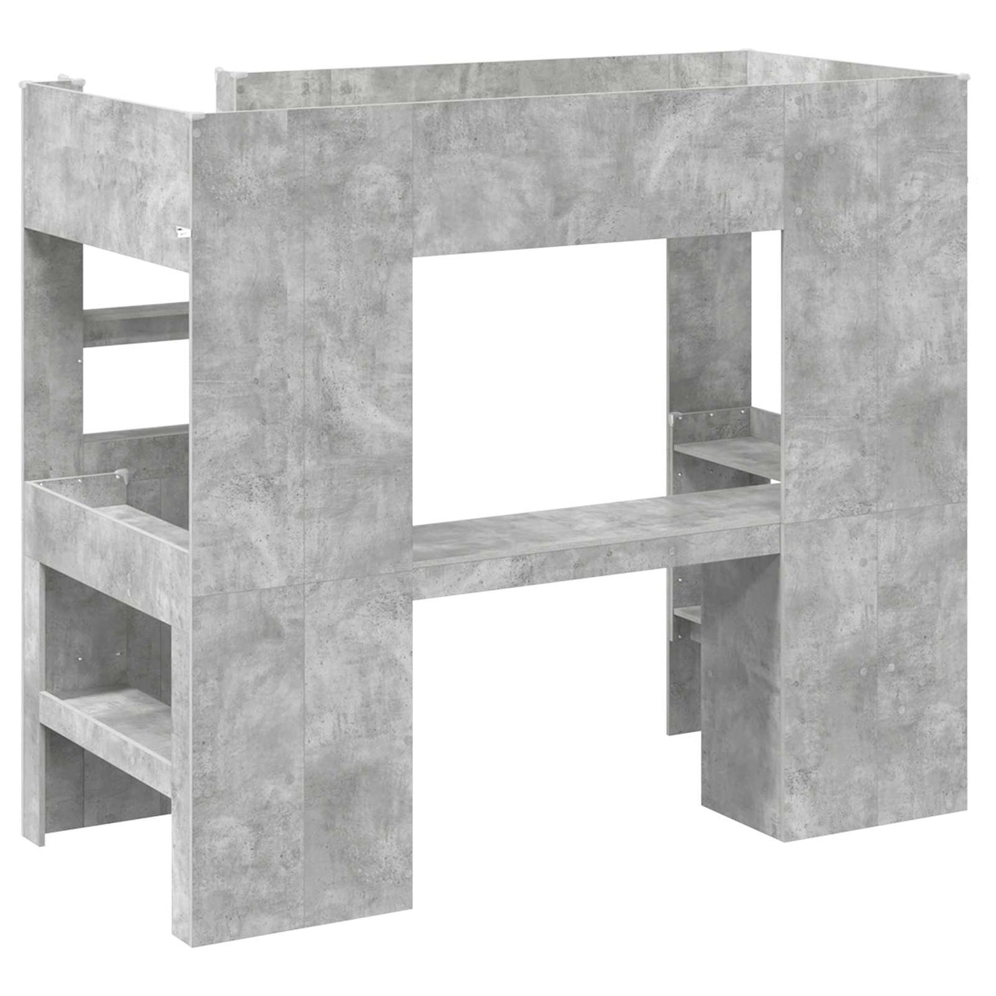 vidaXL Etagenbettgestell mit Schreibtisch Beton Grau 90 x 190 cm