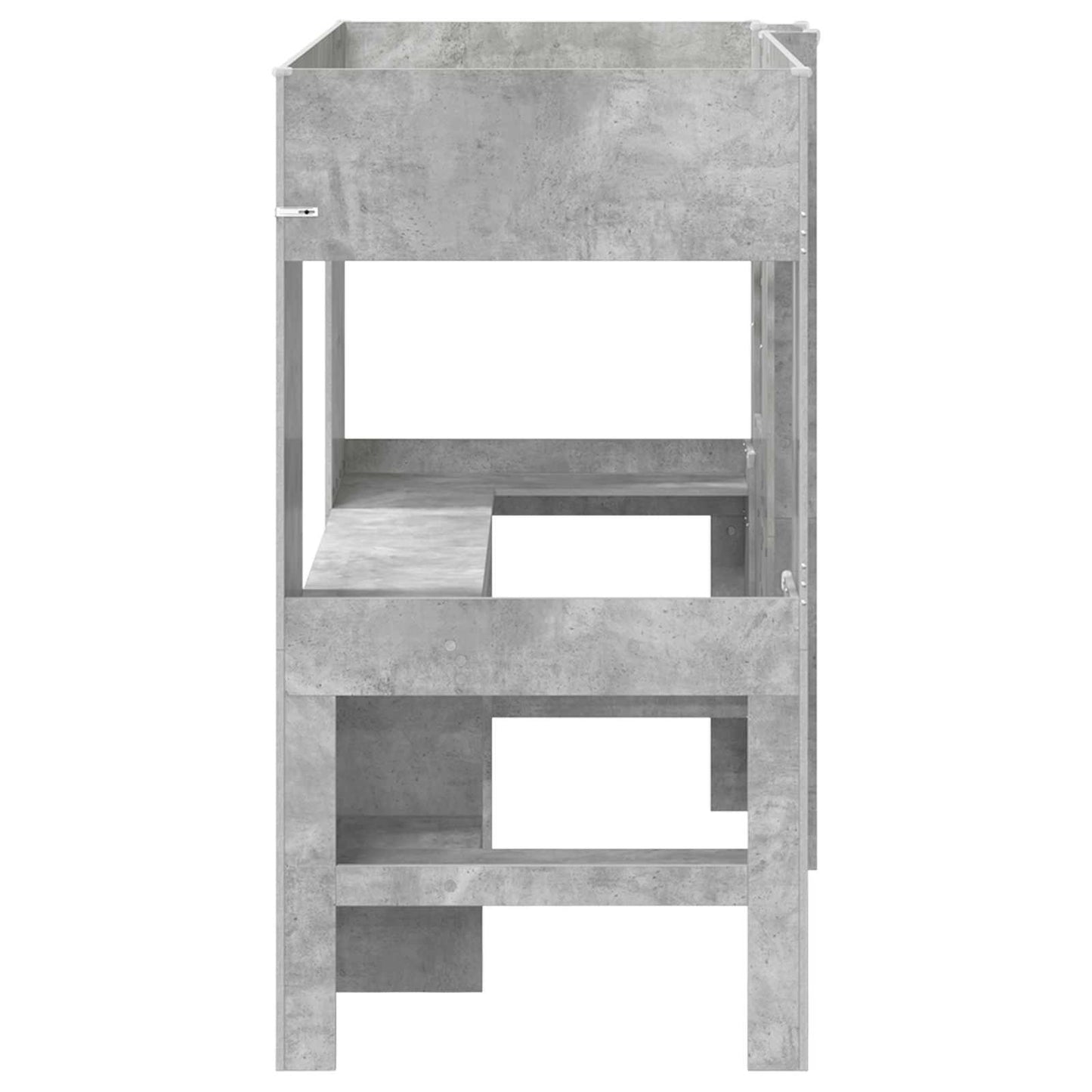 vidaXL Etagenbettgestell mit Schreibtisch Beton Grau 90 x 190 cm