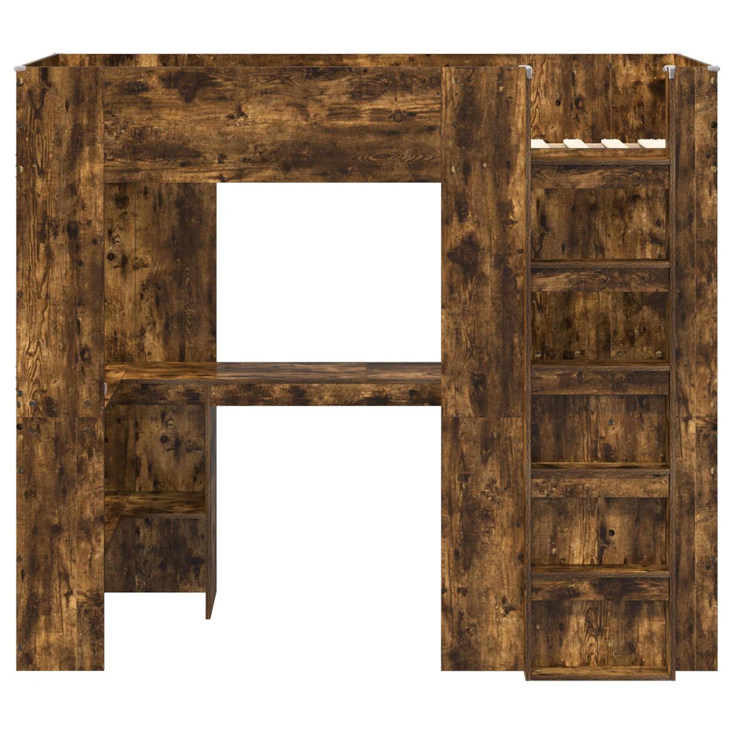 vidaXL Etagenbettgestell mit Schreibtisch Geräucherte Eiche