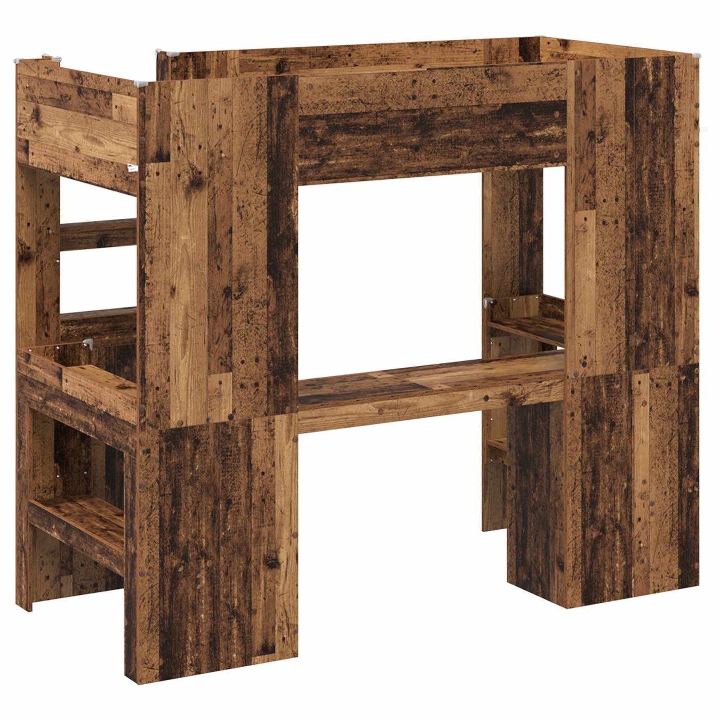 Etagenbettgestell mit Schreibtisch Altholz 90 x 190 cm