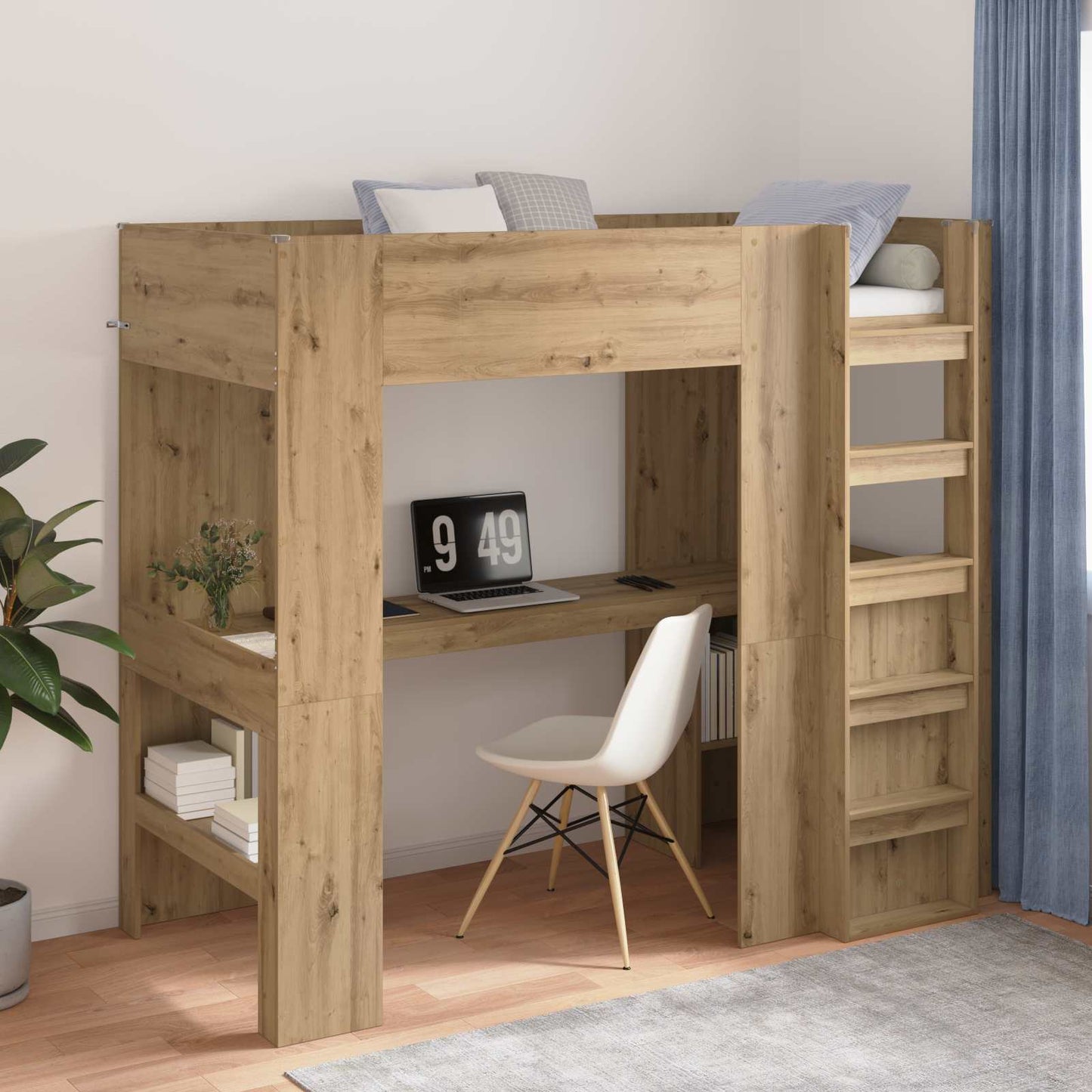 vidaXL Etagenbettgestell mit Schreibtisch Artisan-Eiche 90 x 190 cm