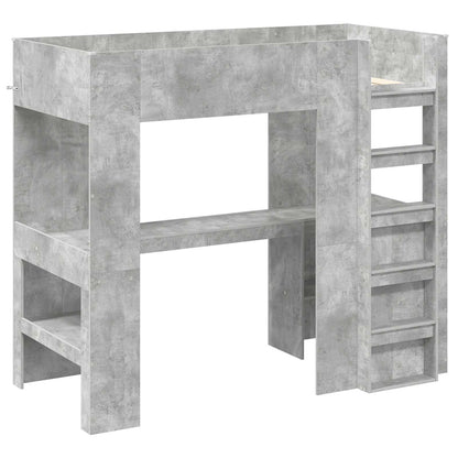 vidaXL Etagenbettgestell mit Schreibtisch Beton Grau 80 x 200 cm