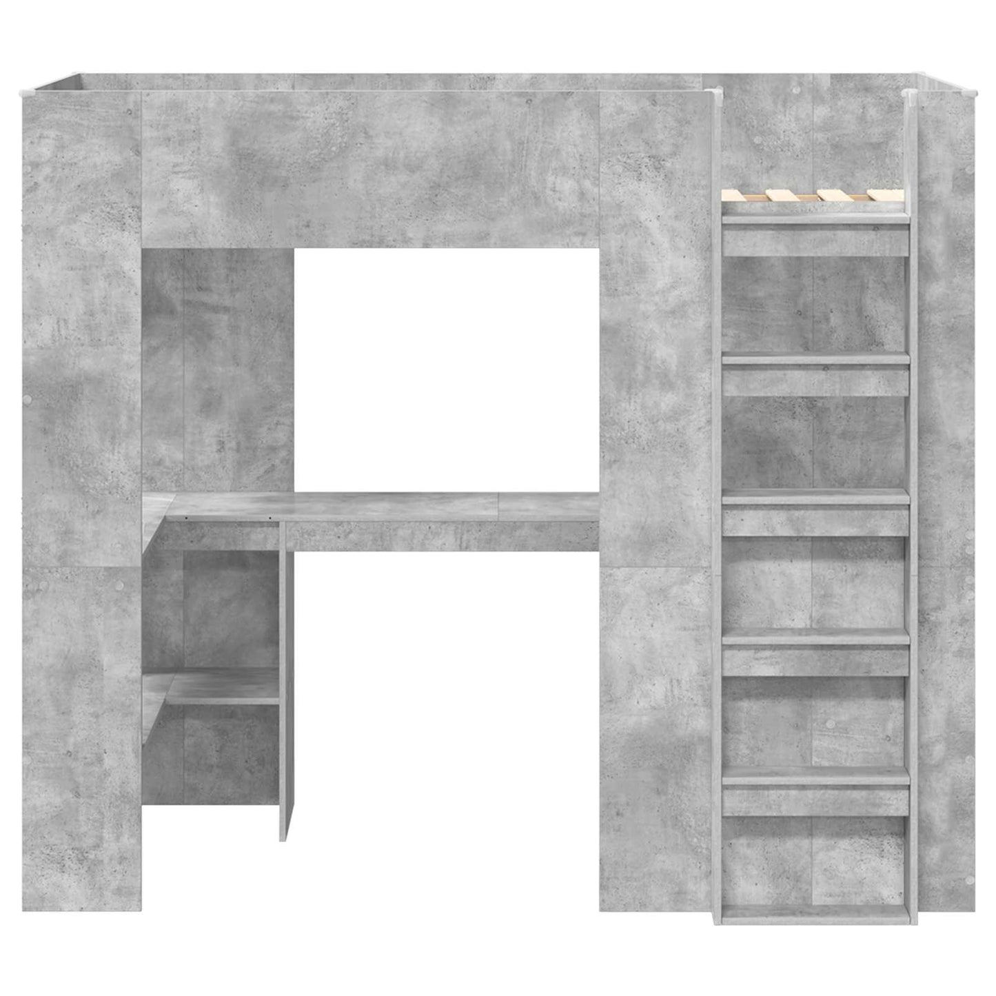 vidaXL Etagenbettgestell mit Schreibtisch Beton Grau 80 x 200 cm