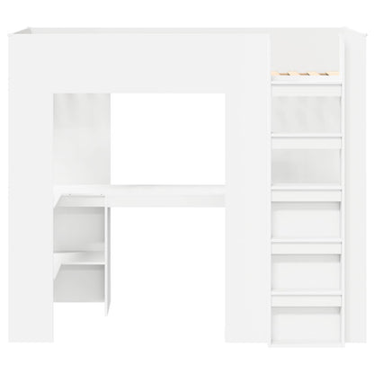 vidaXL Etagenbettgestell mit Schreibtisch Weiß 90 x 200 cm