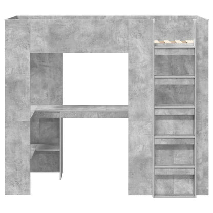 vidaXL Etagenbettgestell mit Schreibtisch Beton Grau 90 x 200 cm