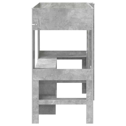 vidaXL Etagenbettgestell mit Schreibtisch Beton Grau 90 x 200 cm