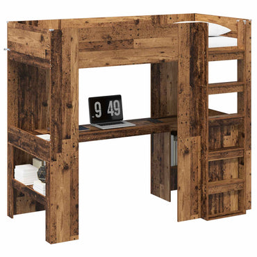 vidaXL Etagenbettgestell mit Schreibtisch Altholz 90 x 200 cm