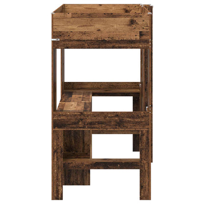 Etagenbettgestell mit Schreibtisch Altholz 90 x 200 cm