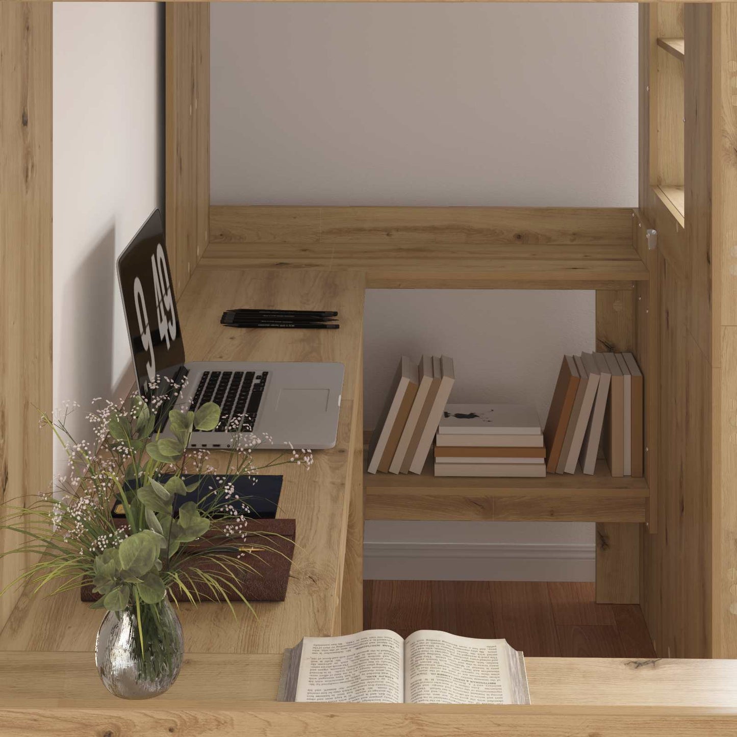 vidaXL Etagenbettgestell mit Schreibtisch Artisan-Eiche 90 x 200 cm