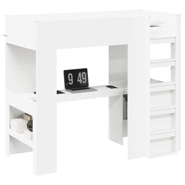 vidaXL Etagenbettgestell mit Schreibtisch Weiß 98,5 x 200 cm