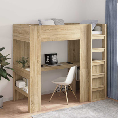 vidaXL Etagenbettgestell mit Schreibtisch Sonoma-Eiche 98,5 x 200 cm