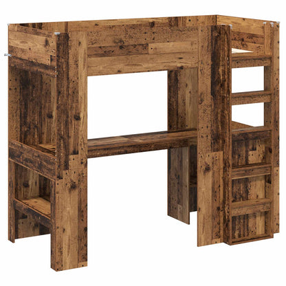 vidaXL Etagenbettgestell mit Schreibtisch Altholz 98,5 x 200 cm