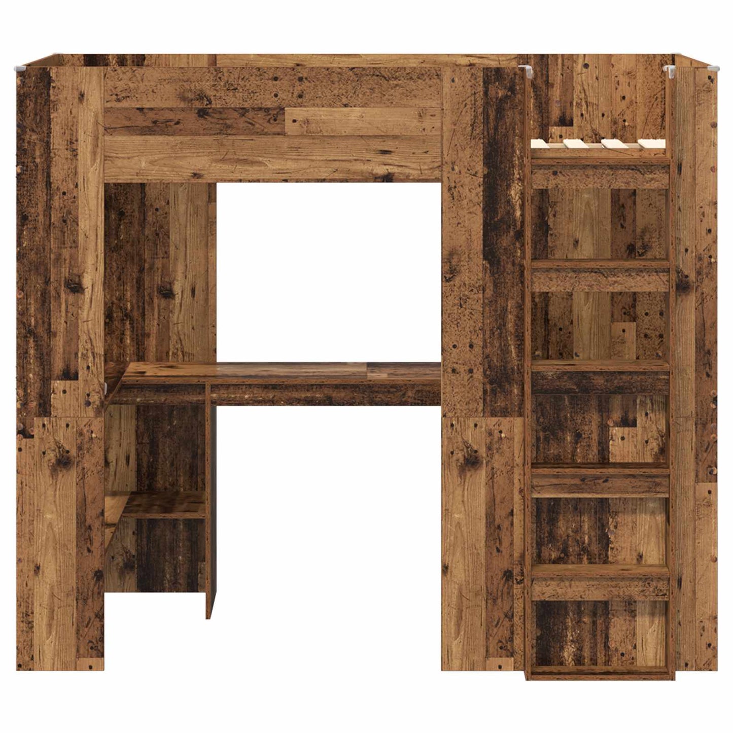 vidaXL Etagenbettgestell mit Schreibtisch Altholz 98,5 x 200 cm