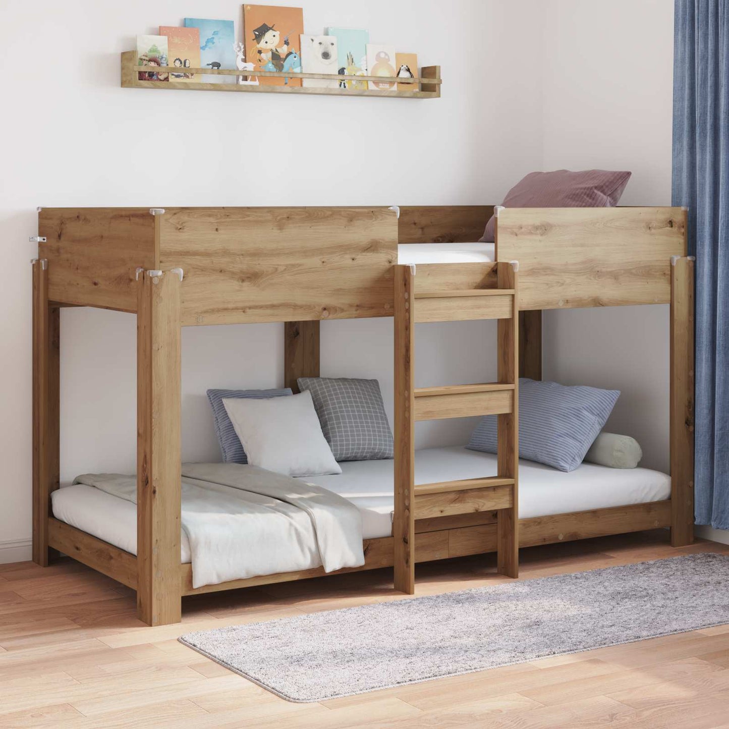 vidaXL Etagenbett für Kinder Artisan-Eiche 100 x 200 cm Holzwerkstoff