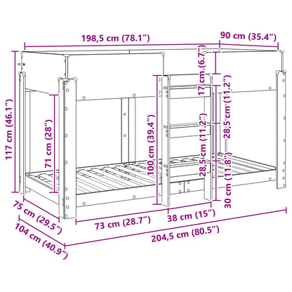 vidaXL Etagenbett für Kinder Artisan-Eiche 100 x 200 cm Holzwerkstoff