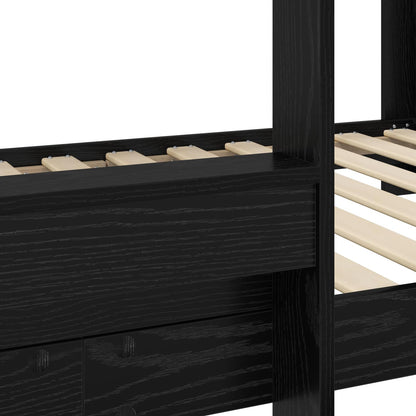 vidaXL Etagenbett für Kinder Schwarz Eichen-Optik 90 x 200 cm