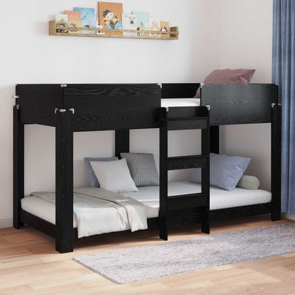 vidaXL Etagenbett für Kinder Schwarz Eichen-Optik 90 x 200 cm