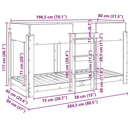 vidaXL Etagenbett für Kinder Schwarz Eichen-Optik 90 x 200 cm