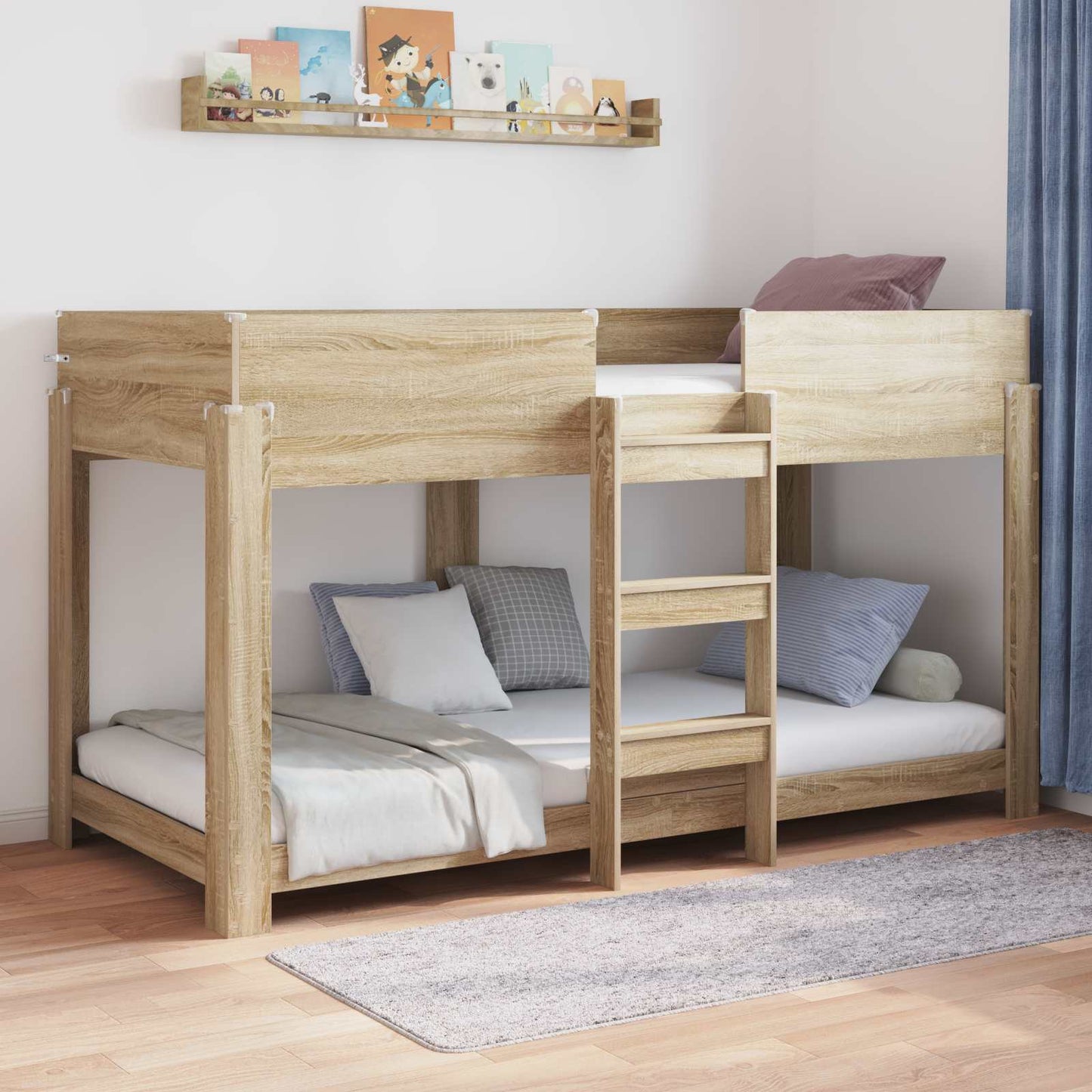 vidaXL Etagenbett für Kinder Sonoma-Eiche 90 x 200 cm Holzwerkstoff