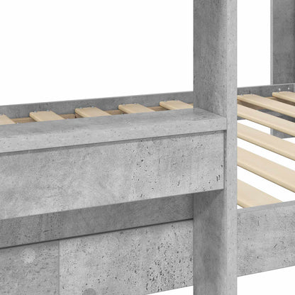 vidaXL Etagenbett für Kinder Beton Grau 100 x 190 cm Holzwerkstoff