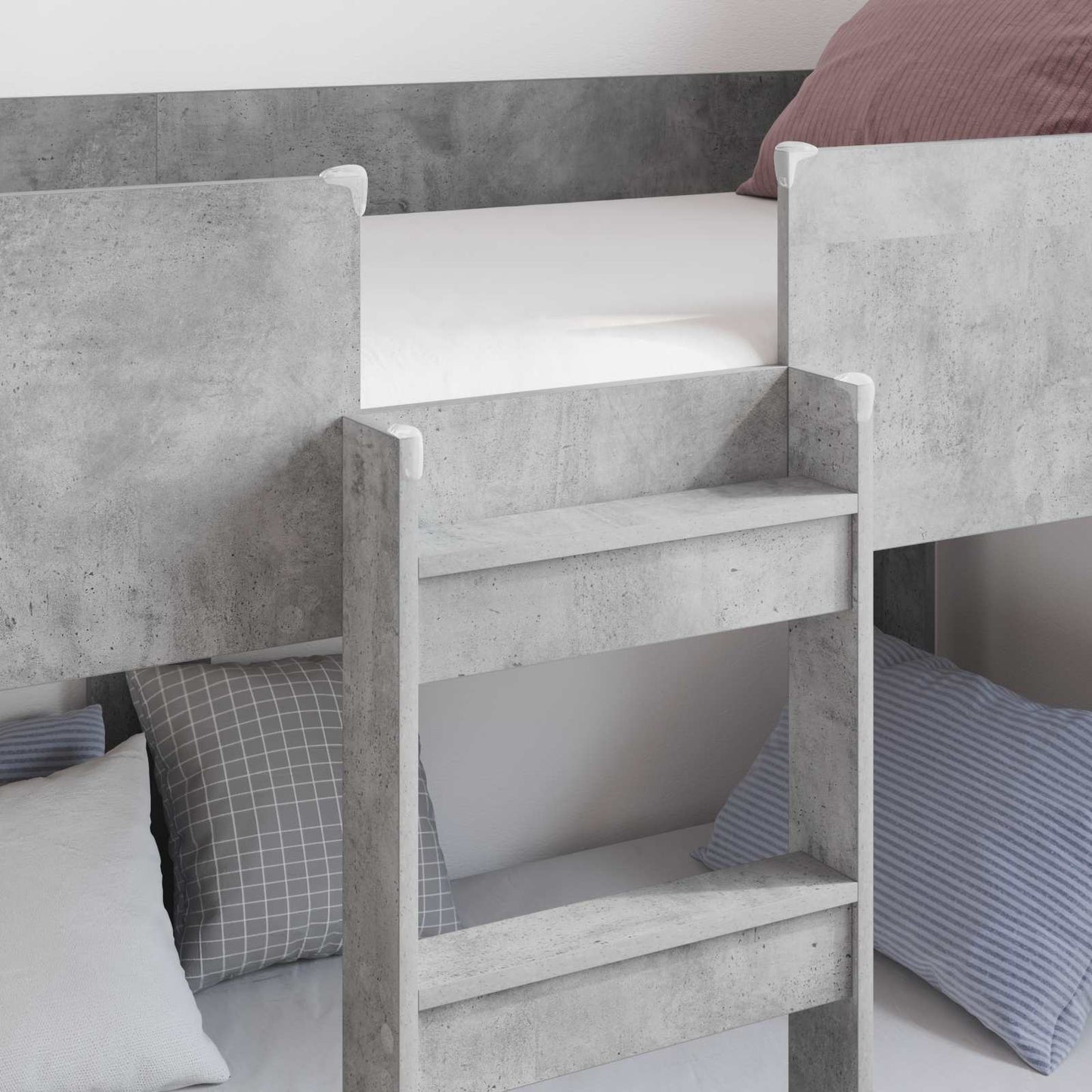 vidaXL Etagenbett für Kinder Beton Grau 100 x 190 cm Holzwerkstoff
