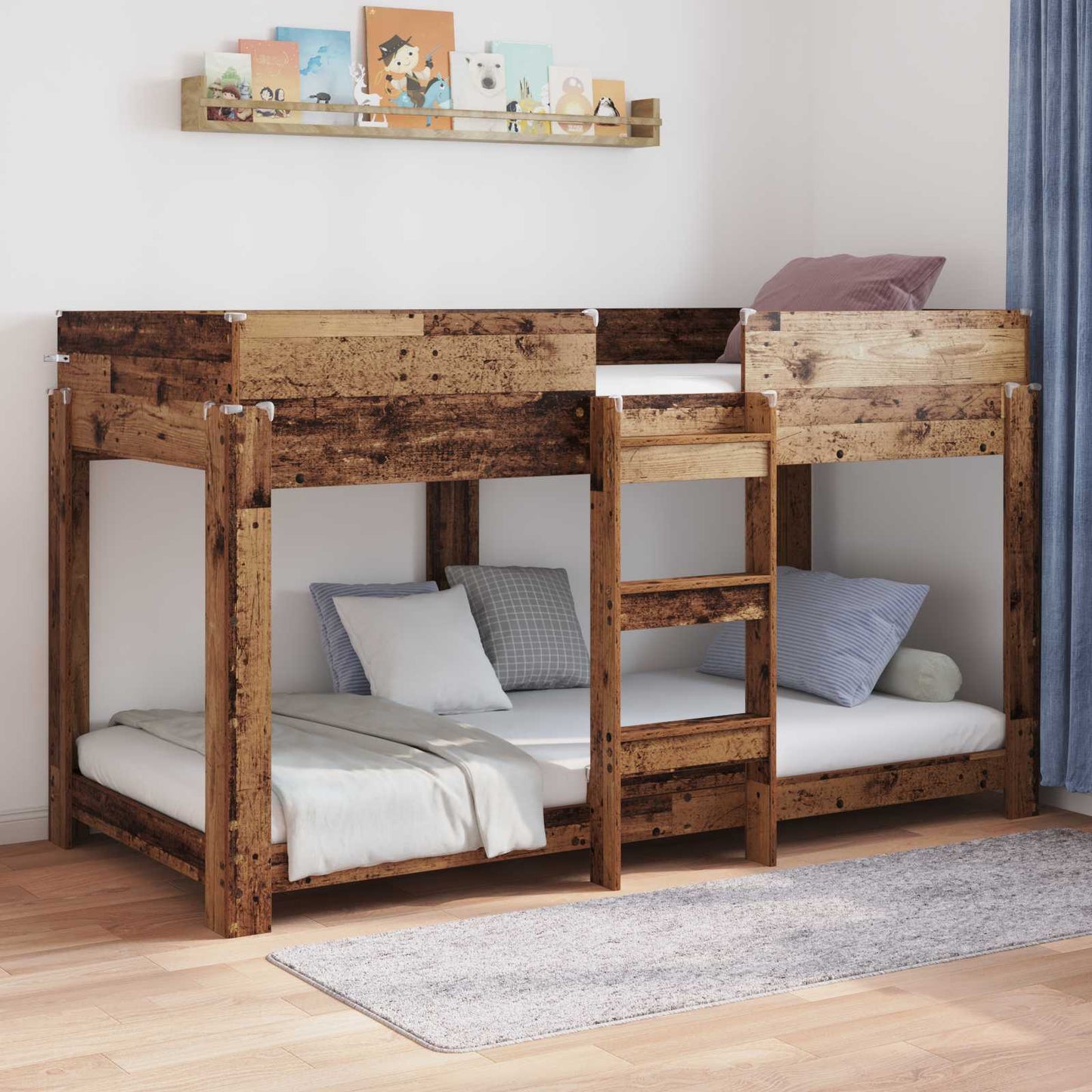 vidaXL Etagenbett für Kinder Altholz 100 x 190 cm Holzwerkstoff