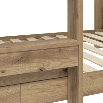 vidaXL Etagenbett für Kinder Artisan-Eiche 100 x 190 cm Holzwerkstoff