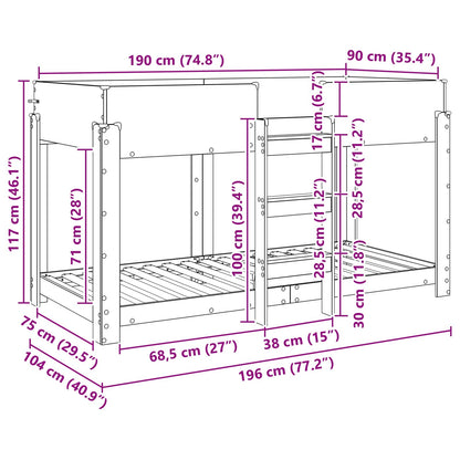 vidaXL Etagenbett für Kinder Artisan-Eiche 100 x 190 cm Holzwerkstoff