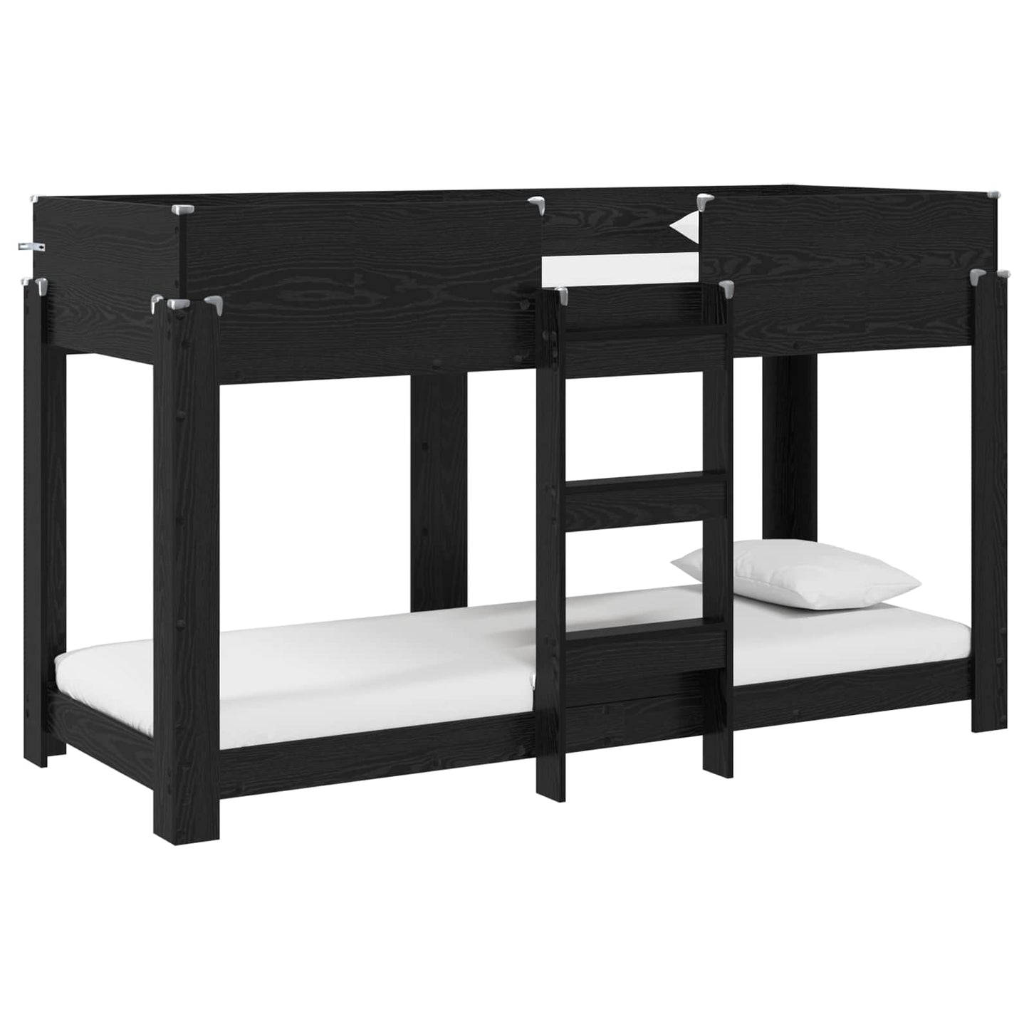 vidaXL Etagenbett für Kinder Schwarz Eichen-Optik 75 x 190 cm