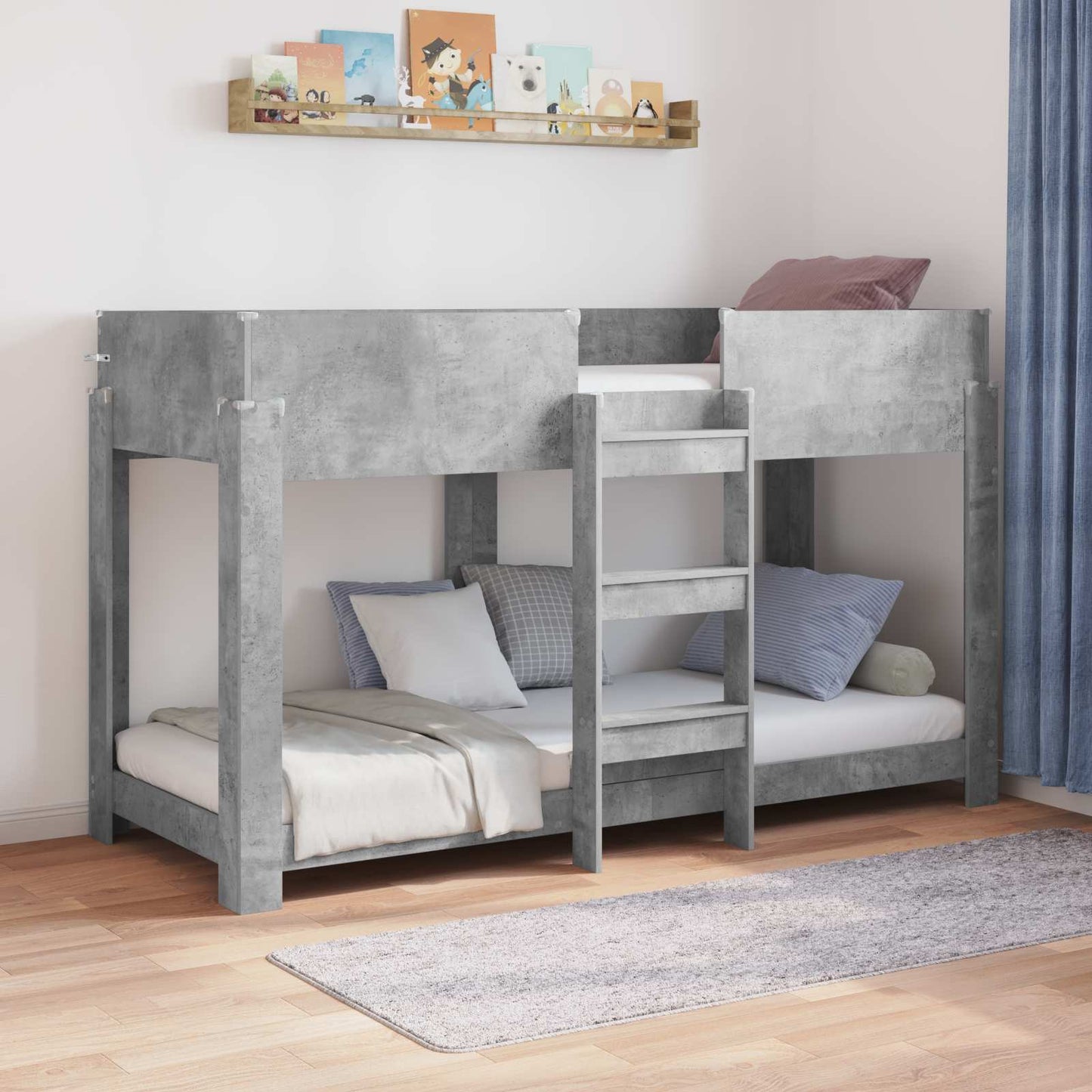 vidaXL Etagenbett für Kinder Beton Grau 75 x 190 cm Holzwerkstoff