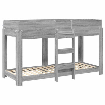 vidaXL Etagenbett für Kinder Graues Sonoma 75 x 190 cm Holzwerkstoff
