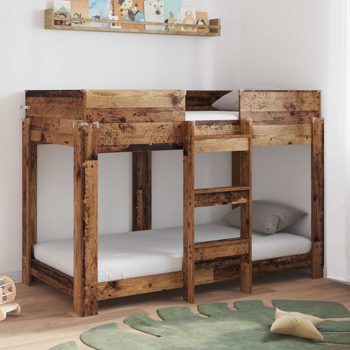 vidaXL Etagenbett für Kinder Altholz 80 x 160 cm Holzwerkstoff