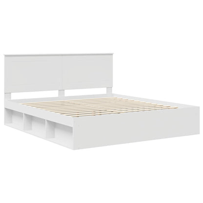vidaXL Bettrahmen mit Kopfteil Weiß 200 x 200 cm Massives Kiefernholz
