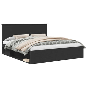 vidaXL Bettrahmen Schwarz 200 x 200 cm Massives Kiefernholz