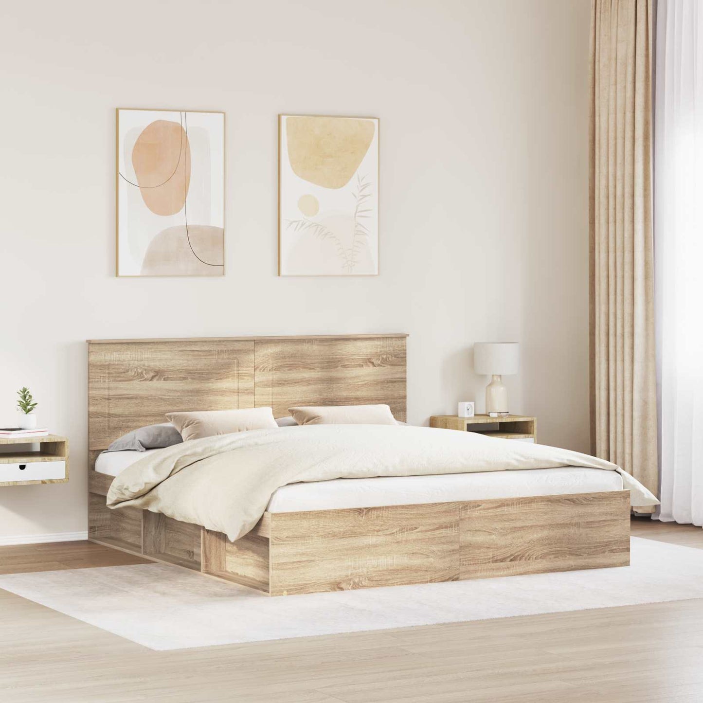 vidaXL Bettrahmen Sonoma 200 x 200 cm Massives Kiefernholz