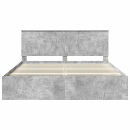 vidaXL Bettrahmen mit Kopfteil Beton 200 x 200 cm Massives Kiefernholz