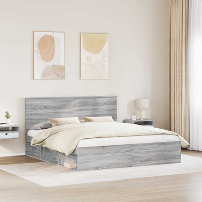 vidaXL Cadre de lit Gris Sonoma 200 x 200 cm Pin massif