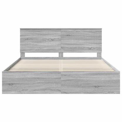 vidaXL Cadre de lit Gris Sonoma 200 x 200 cm Pin massif